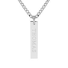 Engraved Vertical Men's Stainless Steel Pendant  - 40175D