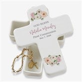 Communion Personalized Cross Box - Floral First - 40270