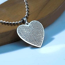 Custom Memorial Heart Fingerprint Pendant  - 40688D