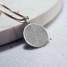 Custom Memorial Round Fingerprint Pendant  - 40690D