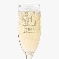 Floral Bridesmaid Engraved Champagne Flutes  - 40806