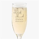 Floral Bridesmaid Engraved Champagne Flutes  - 40806
