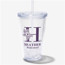 Floral Bridesmaid Personalized 17 oz. Insulated Tumbler  - 40811