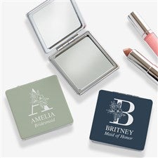 Floral Bridesmaid Personalized Compact Mirror  - 40814