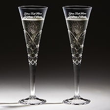 Engraved Reed & Barton Crystal Wedding Champagne Flute Set - 40960