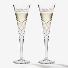 Engraved Reed & Barton Crystal Wedding Champagne Flute Set - 40960