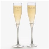 Engraved Message Wedding Champagne Flute Set - Lenox Devotion - 40961