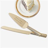 Classic Gold Engraved Cake Knife & Server Set  - 41178