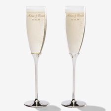 Classic Personalized Silver Wedding Flute Set  - 41180