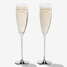 Classic Personalized Silver Wedding Flute Set  - 41180