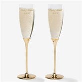 Classic Personalized Gold Wedding Flute Set  - 41181