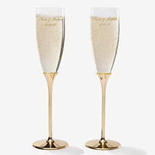Classic Personalized Gold Wedding Flute Set  - 41181
