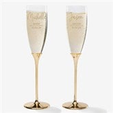 Modern Personalized Gold Wedding Flute Set - 41197