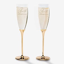 Elegant Couple Personalized Gold Flute Set - 41216
