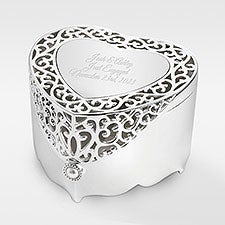 Engraved Engagement Scroll Heart Keepsake Box - 41284