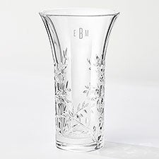 Engraved Vera Wang Crystal Leaf Vase - 41455