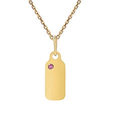 Dog Tag Pendant - Mini Mini Birthstone Accented 18mm - 41509D