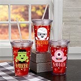 Trick or Treat Halloween Characters Personalized 17 oz. Insulated Acrylic Tumbler  - 41510