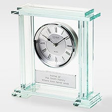 Engraved Jade Glass Home Mantel Office Clock - 41618
