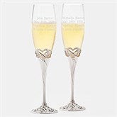 Infinity Heart Wedding Engraved Champagne Flute Set - 41624