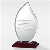 Engraved Glass Flame with Mahogany Finish Professional Award   - 41668