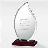 Retirement Engraved Glass Flame with Mahogany Finish Award  - 41670