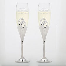 Double Rings Engraved Wedding Flute Set - 41763