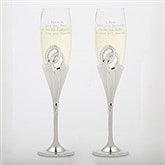 Double Rings Engraved Wedding Flute Set - 41763