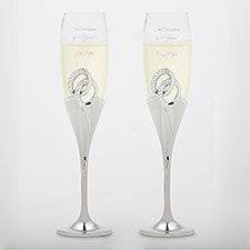 Double Rings Engraved Anniversary Flute Set - 41764