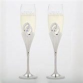 Double Rings Engraved Engagement Flute Set - 41765