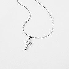 Engraved Children's Two Tone Communion Cross Necklace - 41826