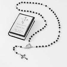 Children's Black Rosary and Engraved Keepsake Box - 41829