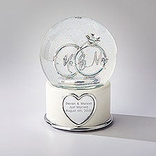Mr. and Mrs. Wedding Ring Engraved Snow Globe - 41830