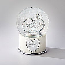 Mr. and Mrs. Engagement Ring Engraved Snow Globe - 41832