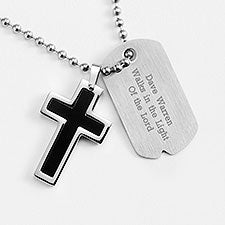 Dog Tag Cross Key Chain Clip-On