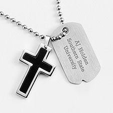 Engraved Graduation Black Cross Dog Tag - 41851