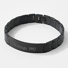 Engraved Birthday Gunmetal ID Bracelet - 41855