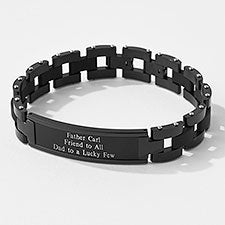 Engraved Matte Black ID Bracelet for Dad - 41857