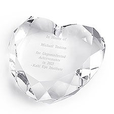 Engraved Recognition Crystal Heart Paperweight - 41870