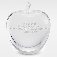 Engraved Recognition Crystal Apple Paperweight - 41875