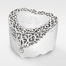 Engraved Anniversary Scroll Heart Keepsake Box - 41880