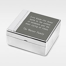 Engraved Family Silver and Gunmetal Keepsake Box - 41893