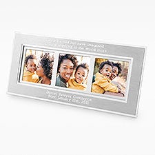Engraved New Baby Flat Iron Three Picture Frame - 41898