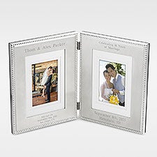 Engraved Beaded Anniversary Double Photo Picture Frame - 41907