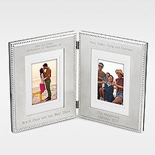 Engraved Beaded Double Picture Frame for the Couple - 41908