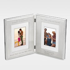 Engraved Beaded Double Picture Frame - 41908