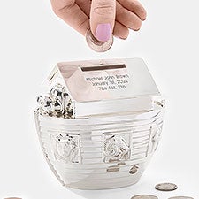 Engraved Metal Noah's Ark Bank for the New Baby - 41928