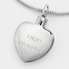 Engraved Religious Memorial Heart Urn Necklace - 41935