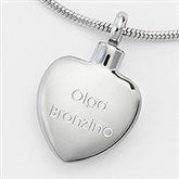 Engraved Religious Memorial Heart Urn Necklace - 41935