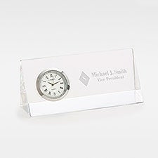 Engraved Office Crystal Desk Clock - 41940